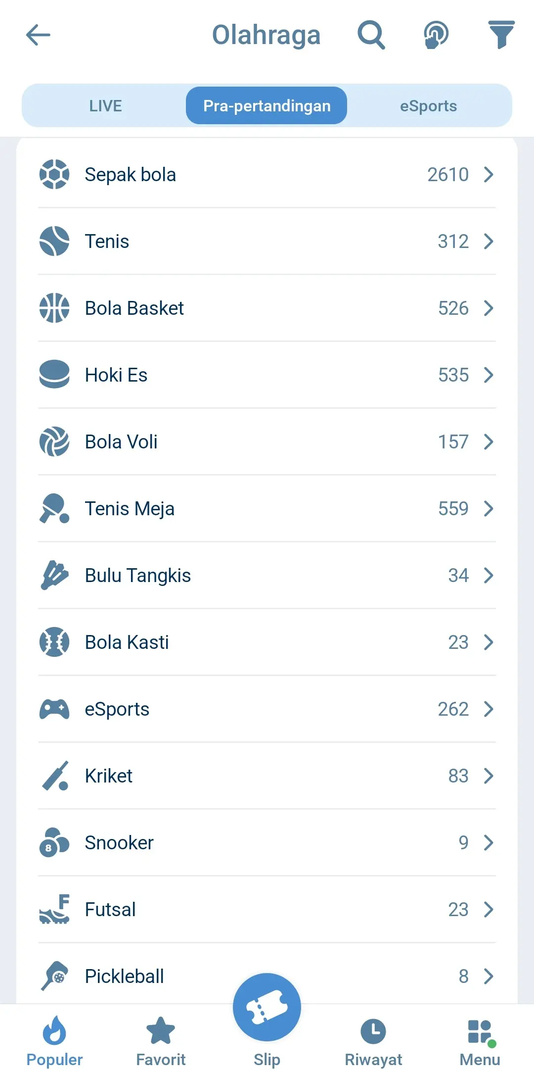 Jenis Olahraga 1xBet App